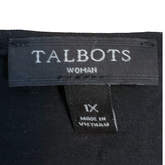 Talbots Women's Plus 1X Black Scoop-Neck Ruffles 3/4 Sleeves Top Tunic Comfort - Picture 4 of 9